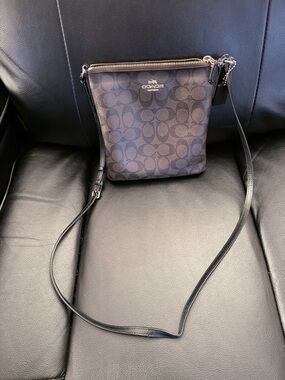 Coach Dark Brown/Black Signature Crossbody Bag with Matching Wallet